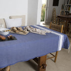 Mantel de algodón 150x250 ST TROPEZ azul griego