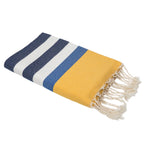 Fouta Arcachon Tricolor - Azul Denim / Amarillo / Azul - Algodón