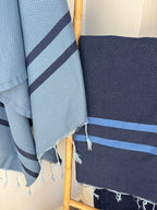 Amalfi - Fouta Bicolore - Bleu Jean/Bleu