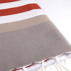 Tricolor cotton fouta 100x200 ARCACHON terracotta / light taupe