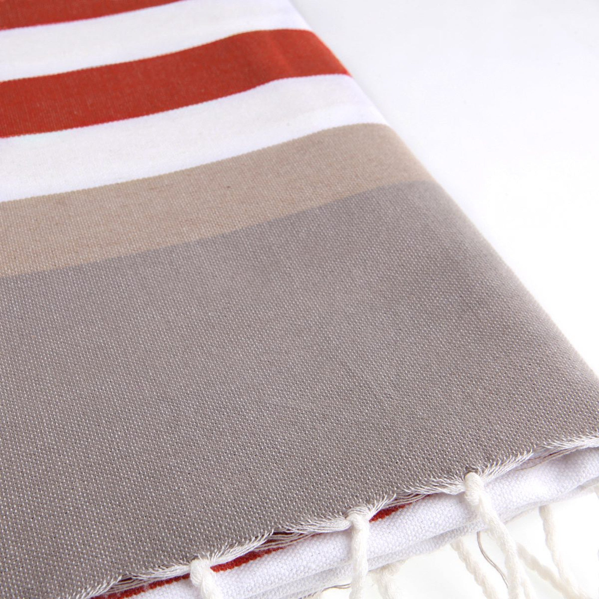 Tricolor cotton fouta 100x200 ARCACHON terracotta / light taupe