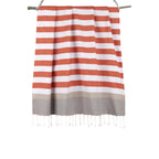Tricolor cotton fouta 100x200 ARCACHON terracotta / light taupe