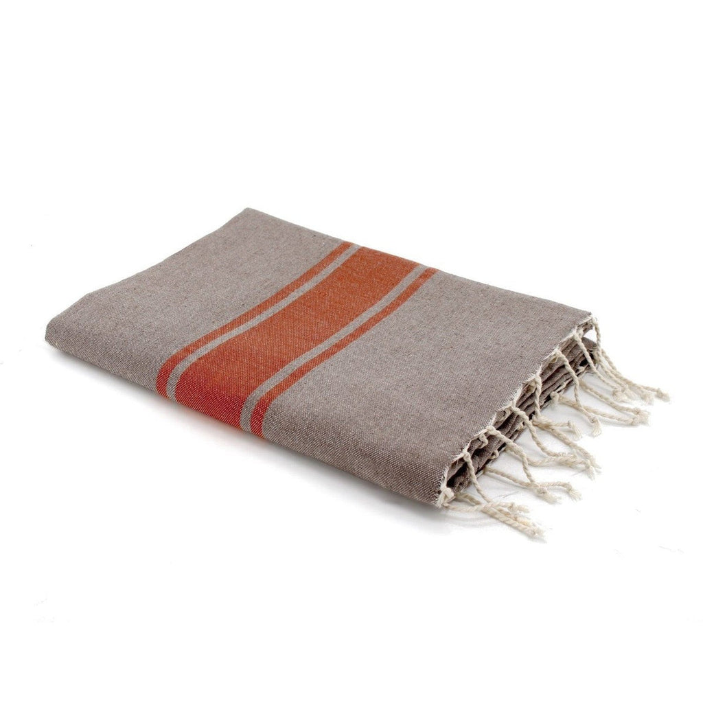 Fouta Bicolore Coton 100X200 St Tropez Taupe Clair / Terracotta