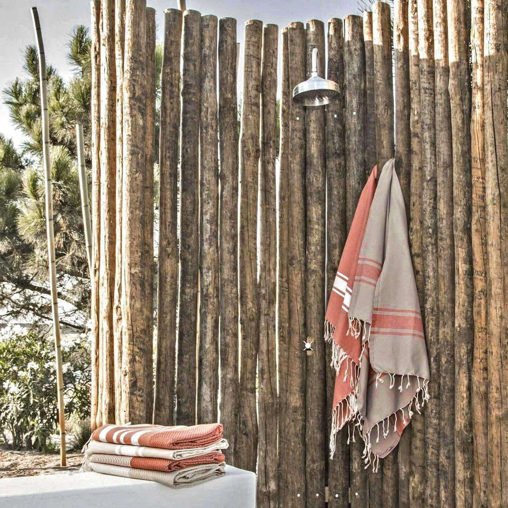 Fouta Bicolore Coton 100X200 St Tropez Taupe Clair / Terracotta