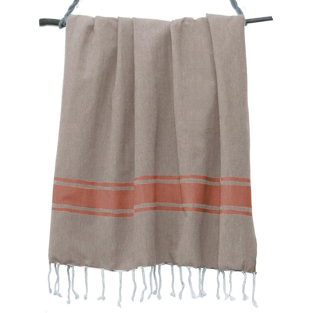 Fouta Bicolore Coton 100X200 St Tropez Taupe Clair / Terracotta