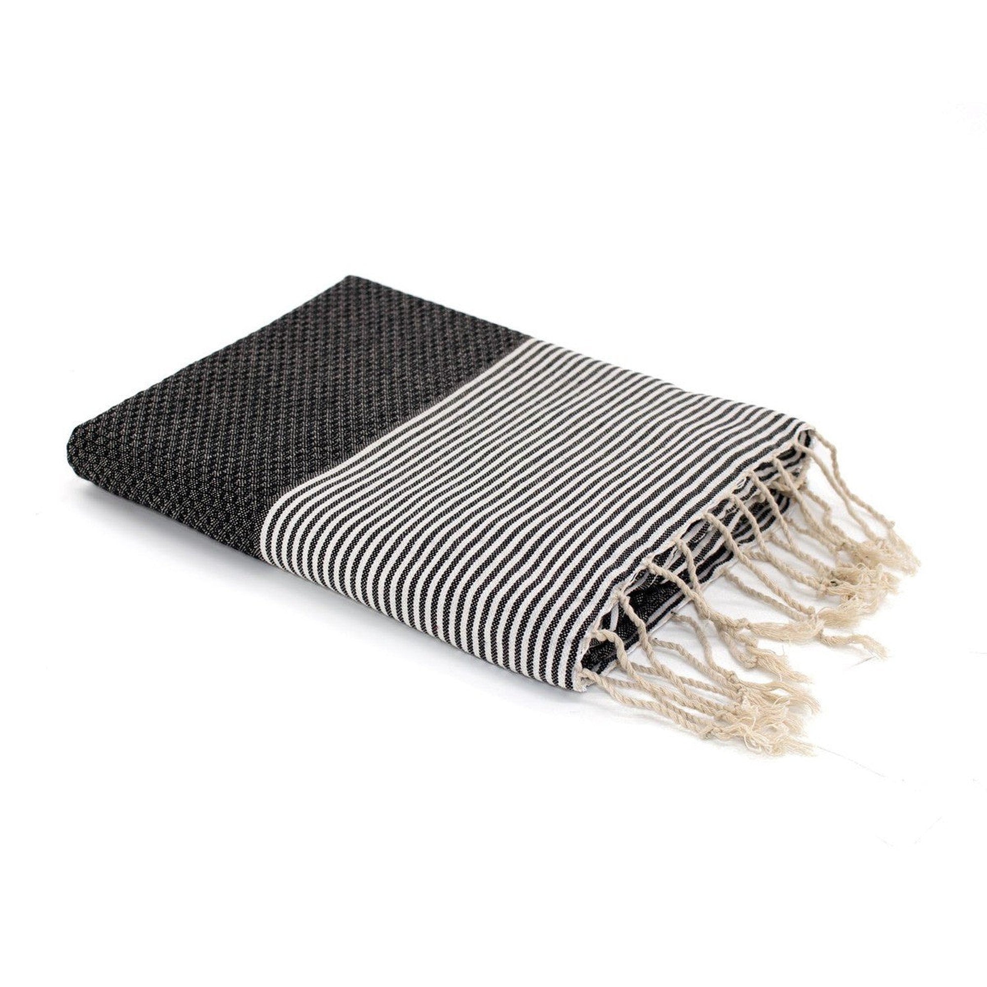 Honeycomb cotton fouta 100x200 IBIZA black