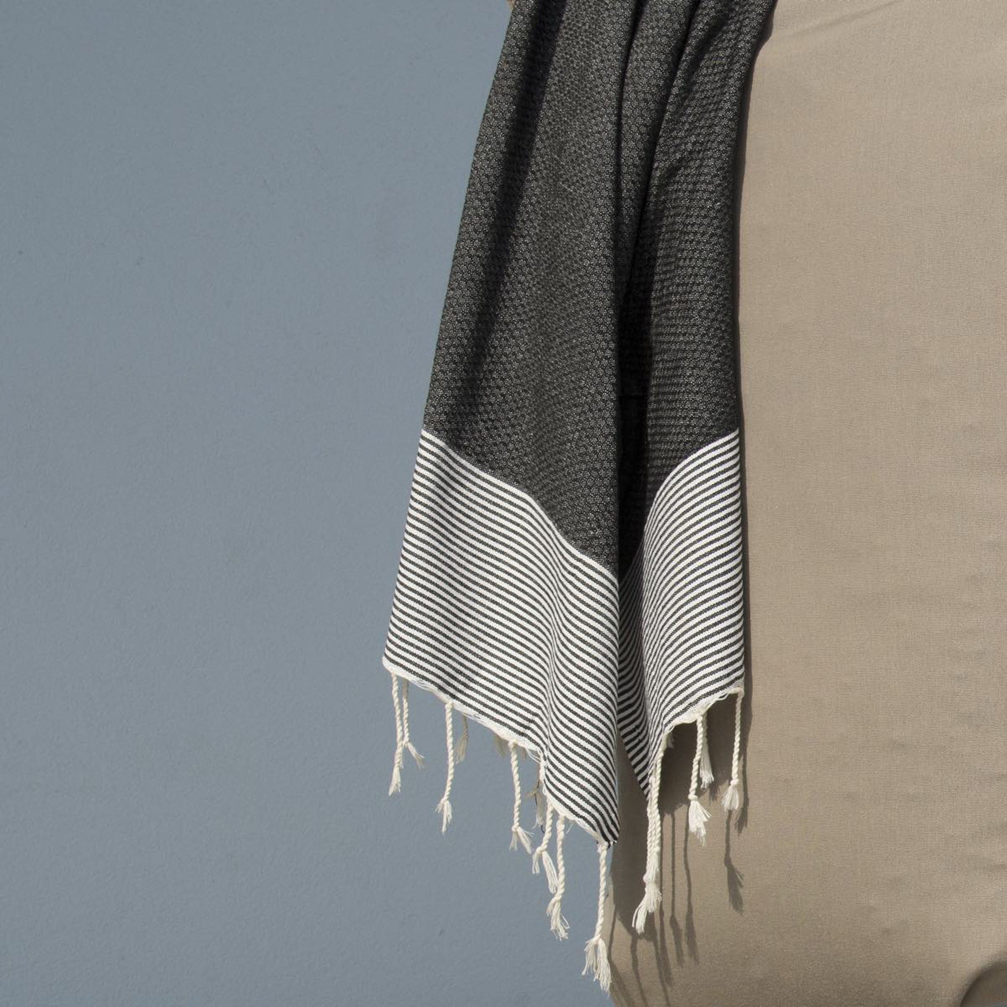 Honeycomb cotton fouta 100x200 IBIZA black