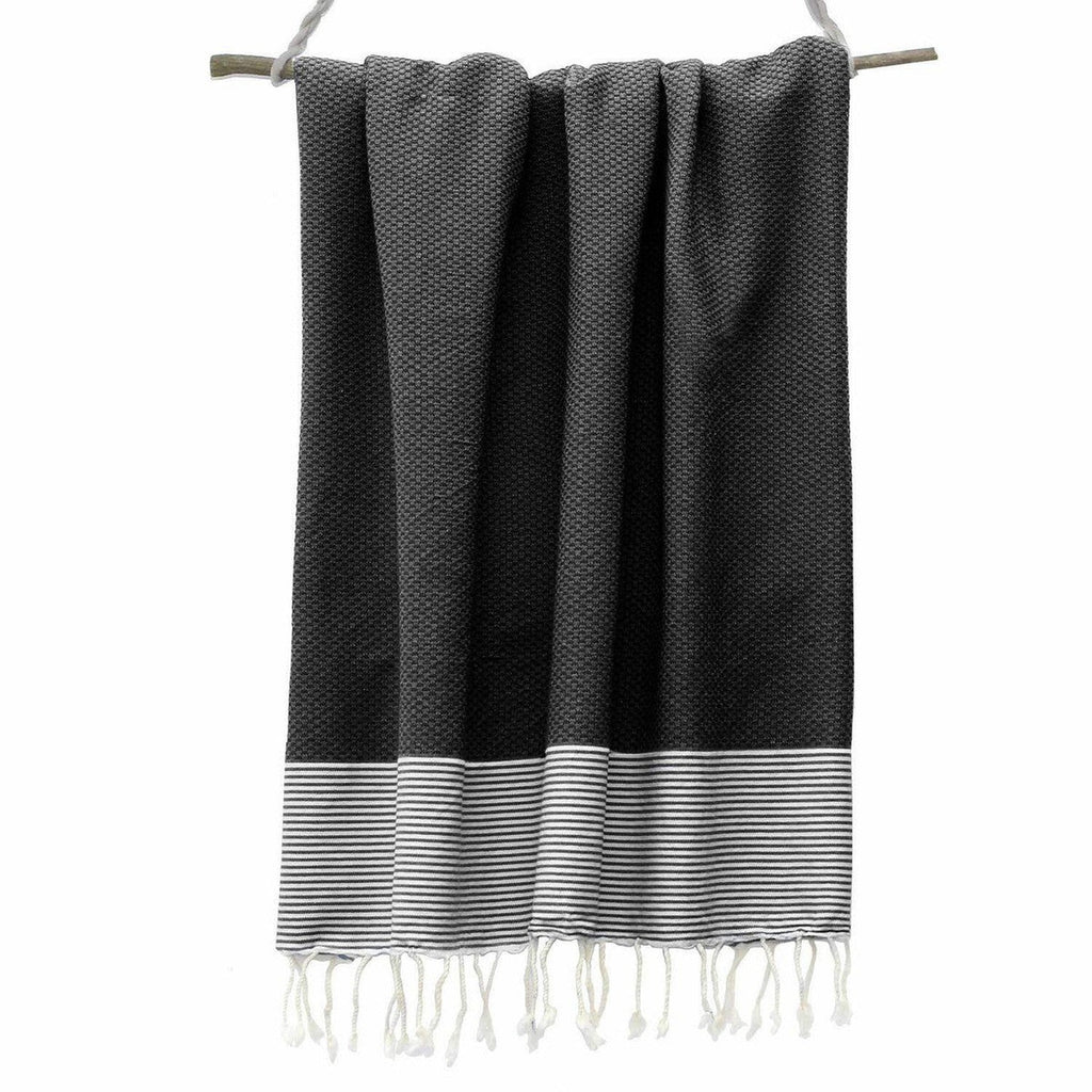 Honeycomb cotton fouta 100x200 IBIZA black