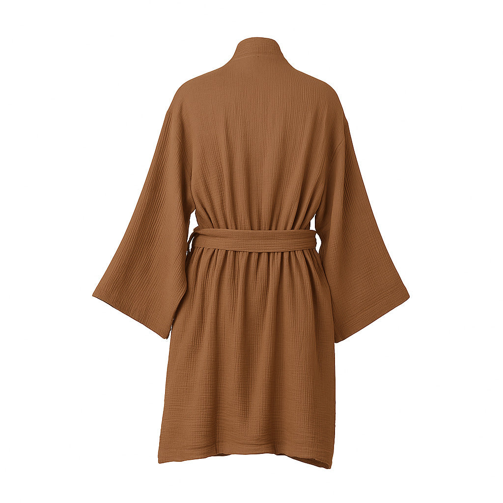 Kimono Bathrobe - Cotton Gauze - Hazelnut - Carla