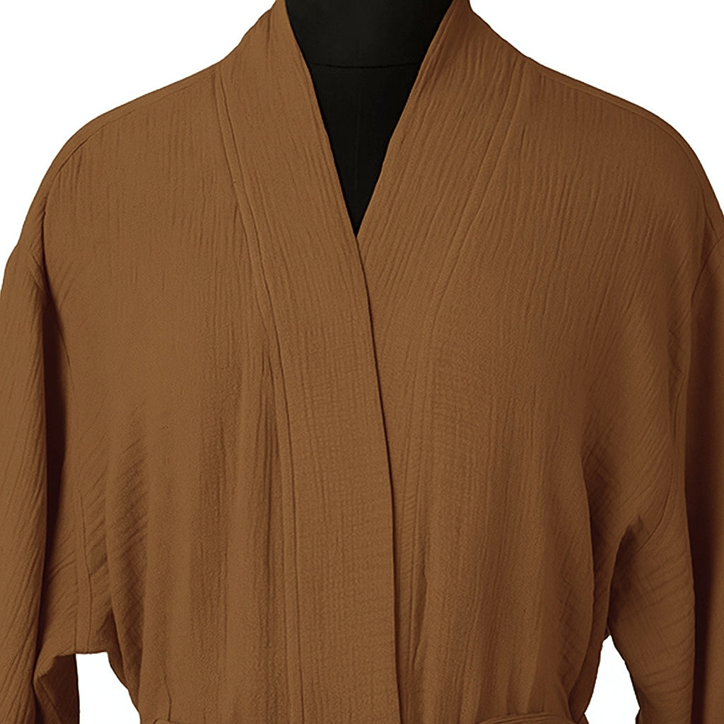 Kimono Bathrobe - Cotton Gauze - Hazelnut - Carla