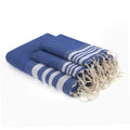 Bath towels (1+2) cotton 100x200+2(40x60) HAMPTONS Greek blue / white