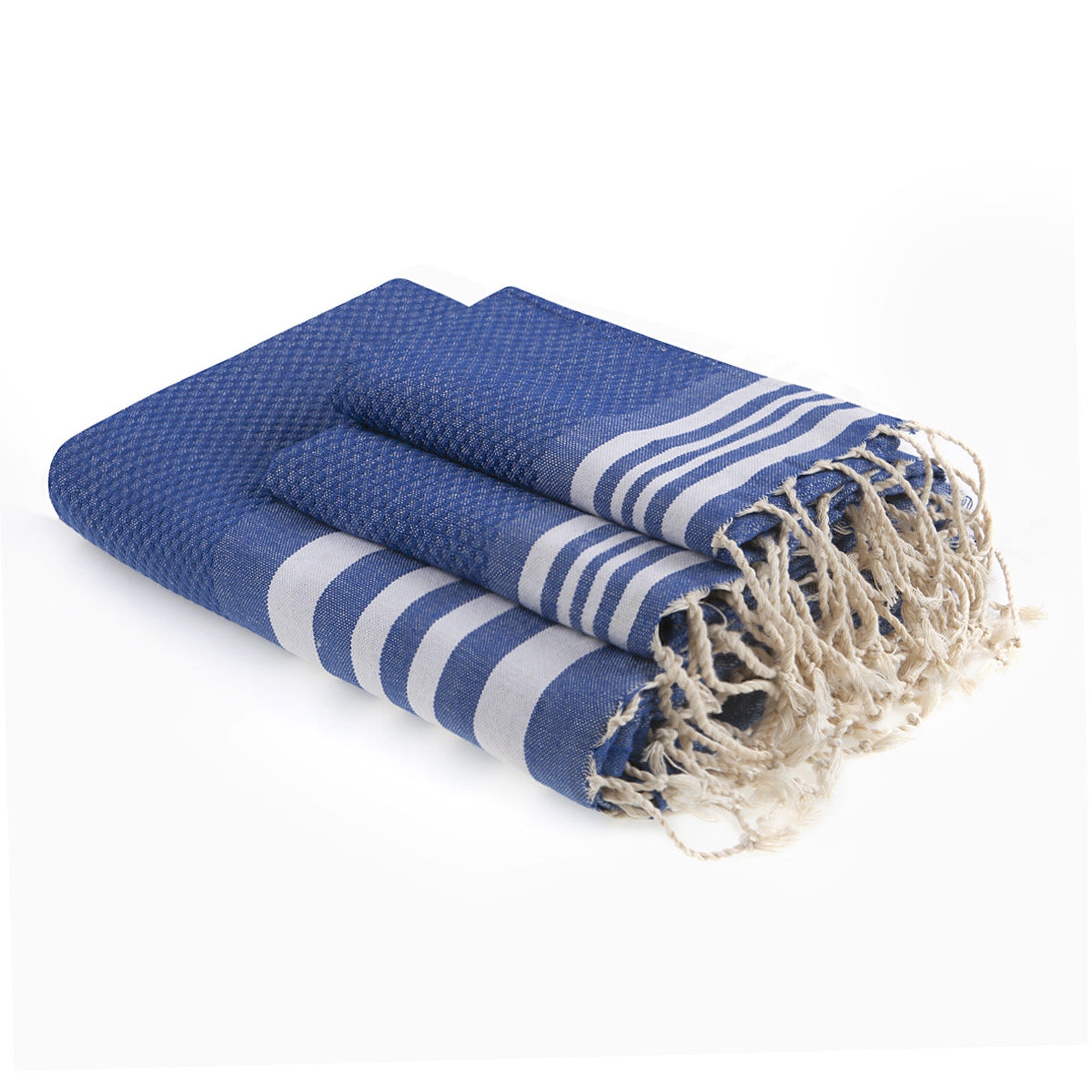 Bath towels (1+2) cotton 100x200+2(40x60) HAMPTONS Greek blue / white