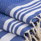 Bath towels (1+2) cotton 100x200+2(40x60) HAMPTONS Greek blue / white