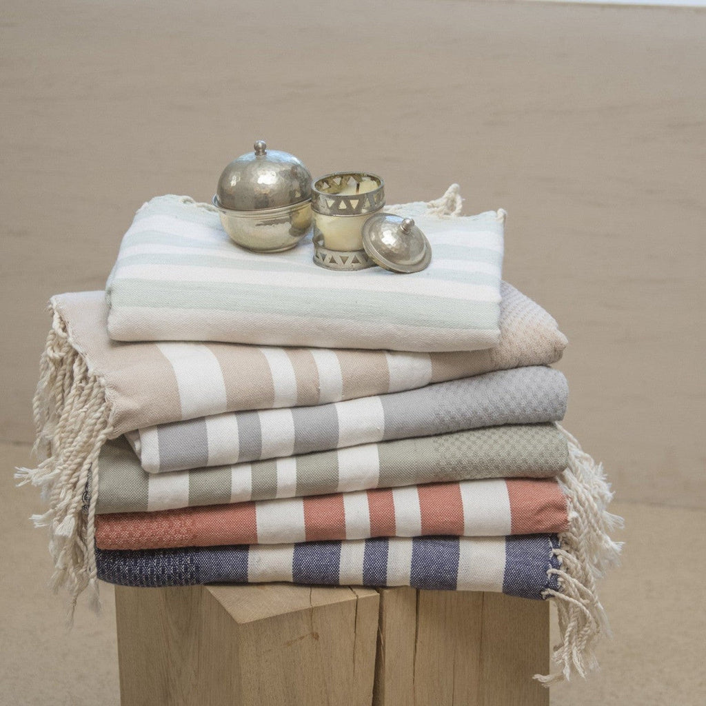 Bath towels (1+2) cotton 100x200+2(40x60) HAMPTONS Greek blue / white