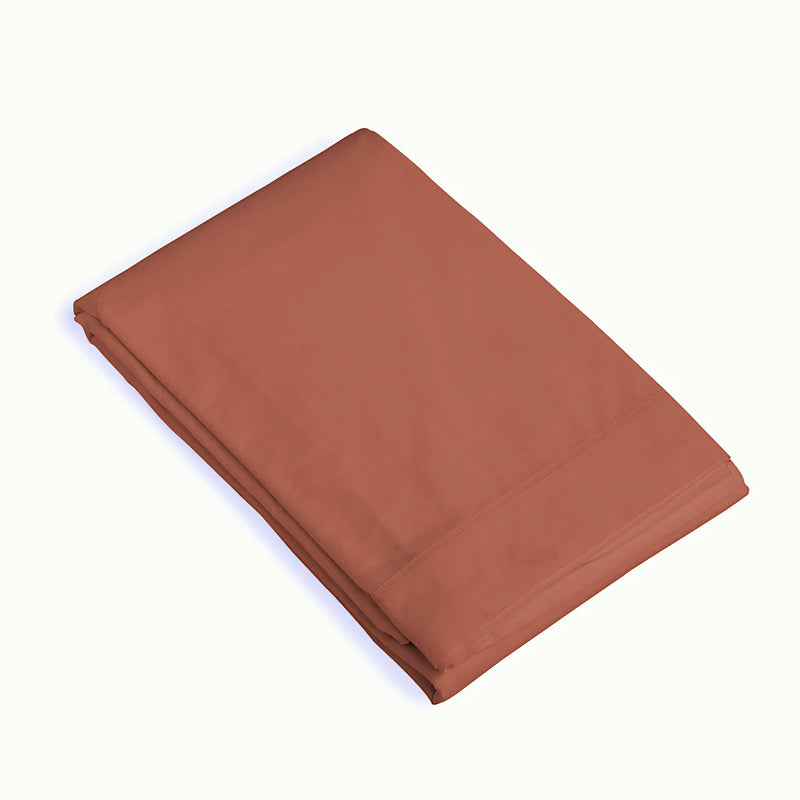 Drap Plat - Percale De Coton - Rouge Toscane - Nina