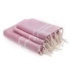 Stockholm Bath Set with 1 Fouta Towel + 2 Cotton Towels - Pink