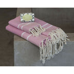 Stockholm Bath Set with 1 Fouta Towel + 2 Cotton Towels - Pink