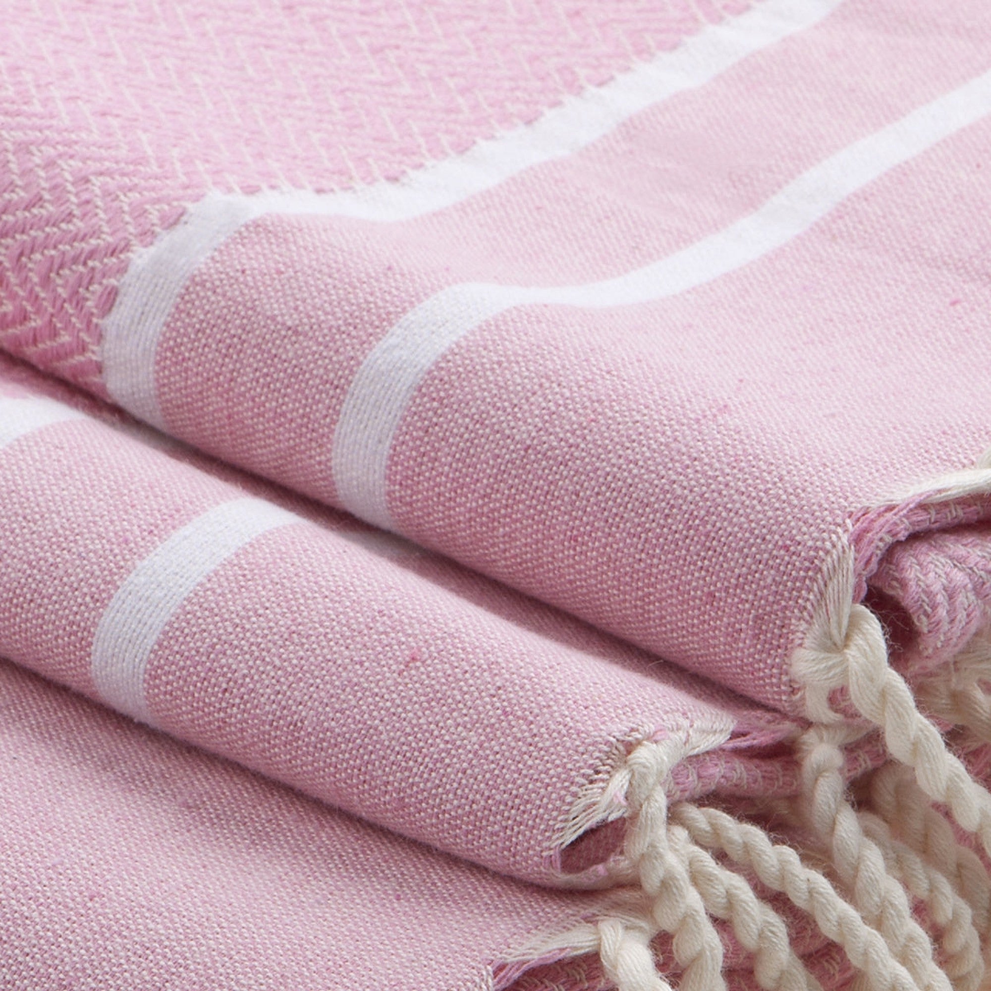 Stockholm Bath Set with 1 Fouta Towel + 2 Cotton Towels - Pink