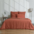 Nina - Parure + Taies - Percale De Coton - Rouge Toscane