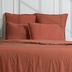 Nina - Parure + Taies - Percale De Coton - Rouge Toscane