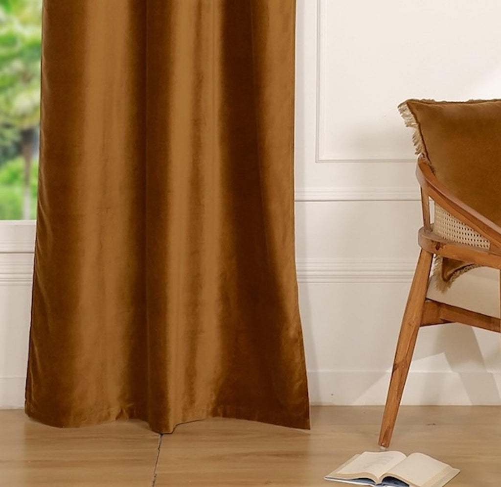 Velvet - Cotton Velvet Eyelet Curtain - Tobacco Brown