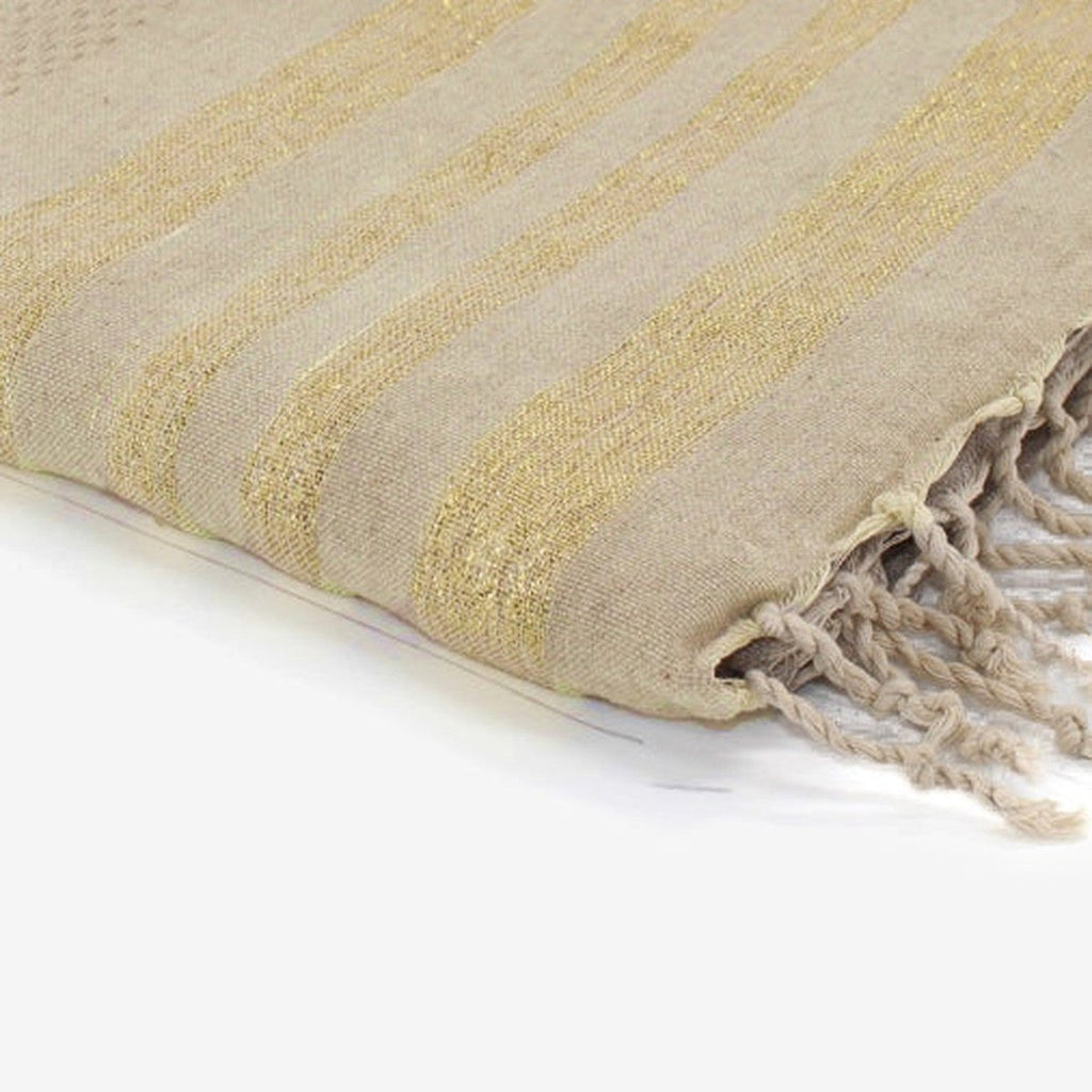 Honeycomb cotton fouta 100x200 HAMPTONS beige / gold