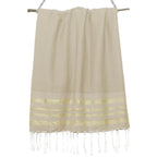 Honeycomb cotton fouta 100x200 HAMPTONS beige / gold