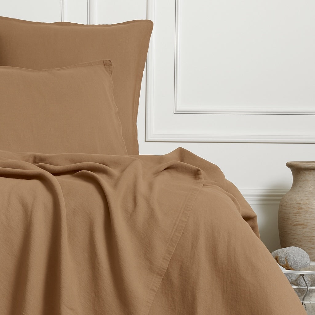 Camille - Bedding Set + Pillowcases - Washed Linen - Hazelnut