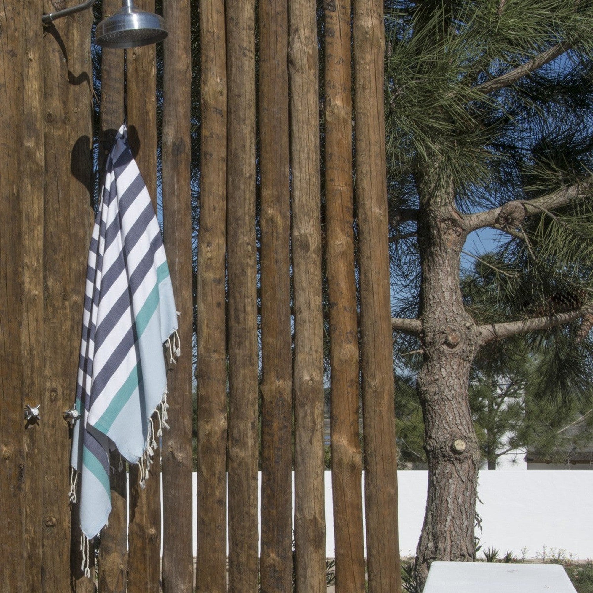 Tricolor cotton fouta 100x200 ARCACHON denim blue