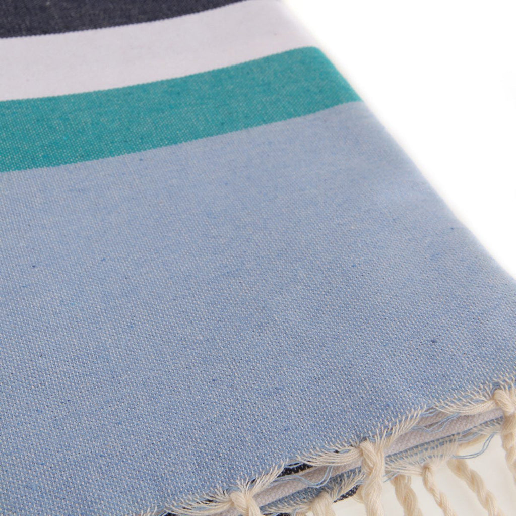 Tricolor cotton fouta 100x200 ARCACHON denim blue
