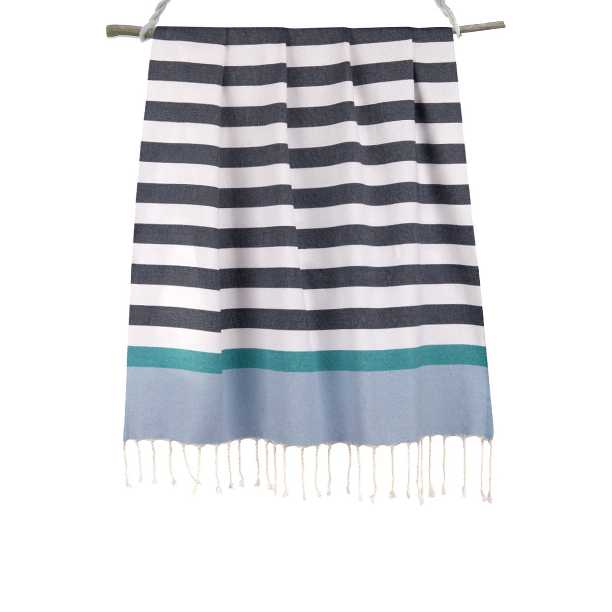 Tricolor cotton fouta 100x200 ARCACHON denim blue