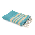 Honeycomb cotton fouta 100x200 HAMPTONS duck green / gold