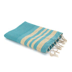 Honeycomb cotton fouta 100x200 HAMPTONS duck green / gold