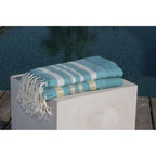 Honeycomb cotton fouta 100x200 HAMPTONS duck green / gold