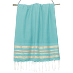 Honeycomb cotton fouta 100x200 HAMPTONS duck green / gold