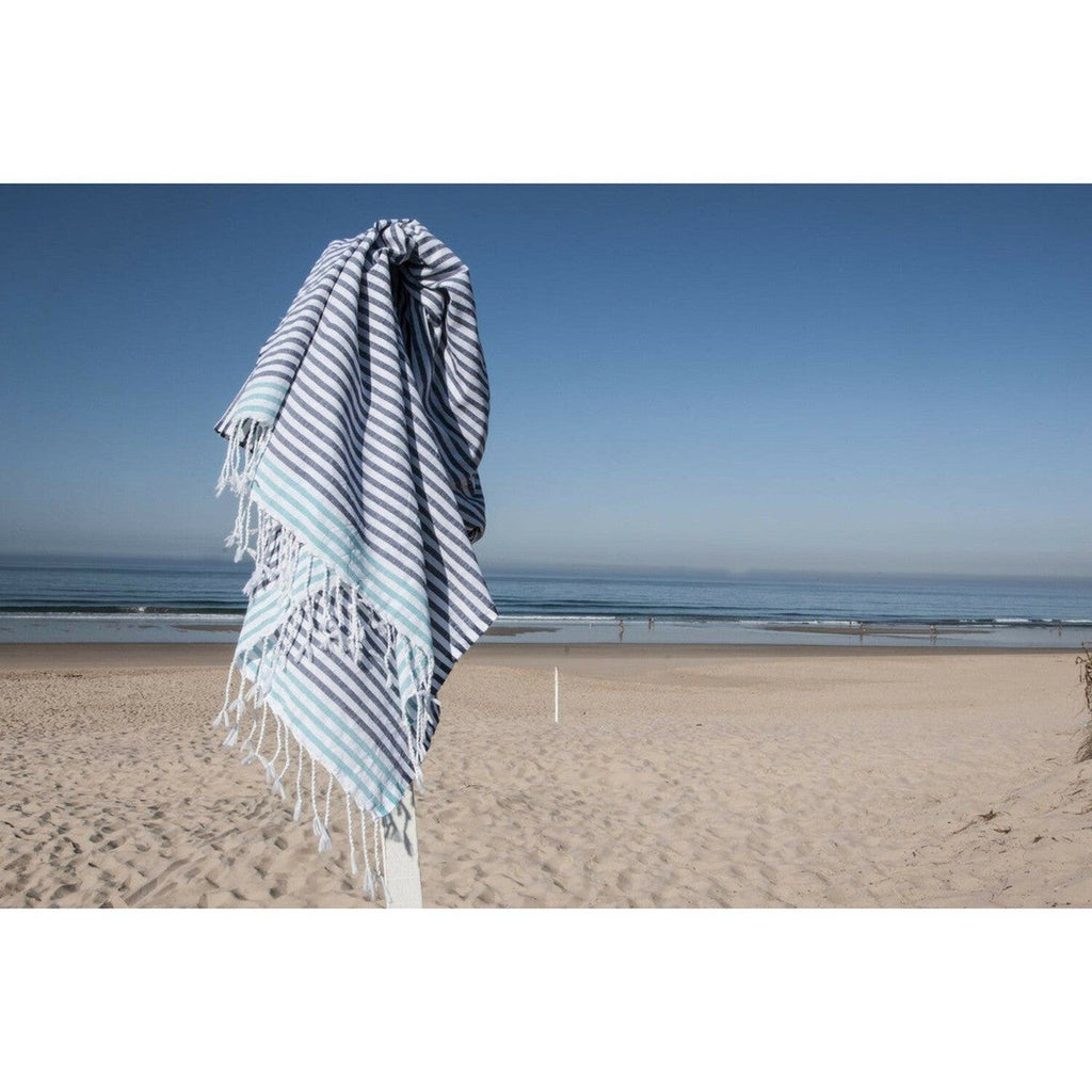Cotton pareo fouta 100x200 BORA BORA Greek blue / turquoise green
