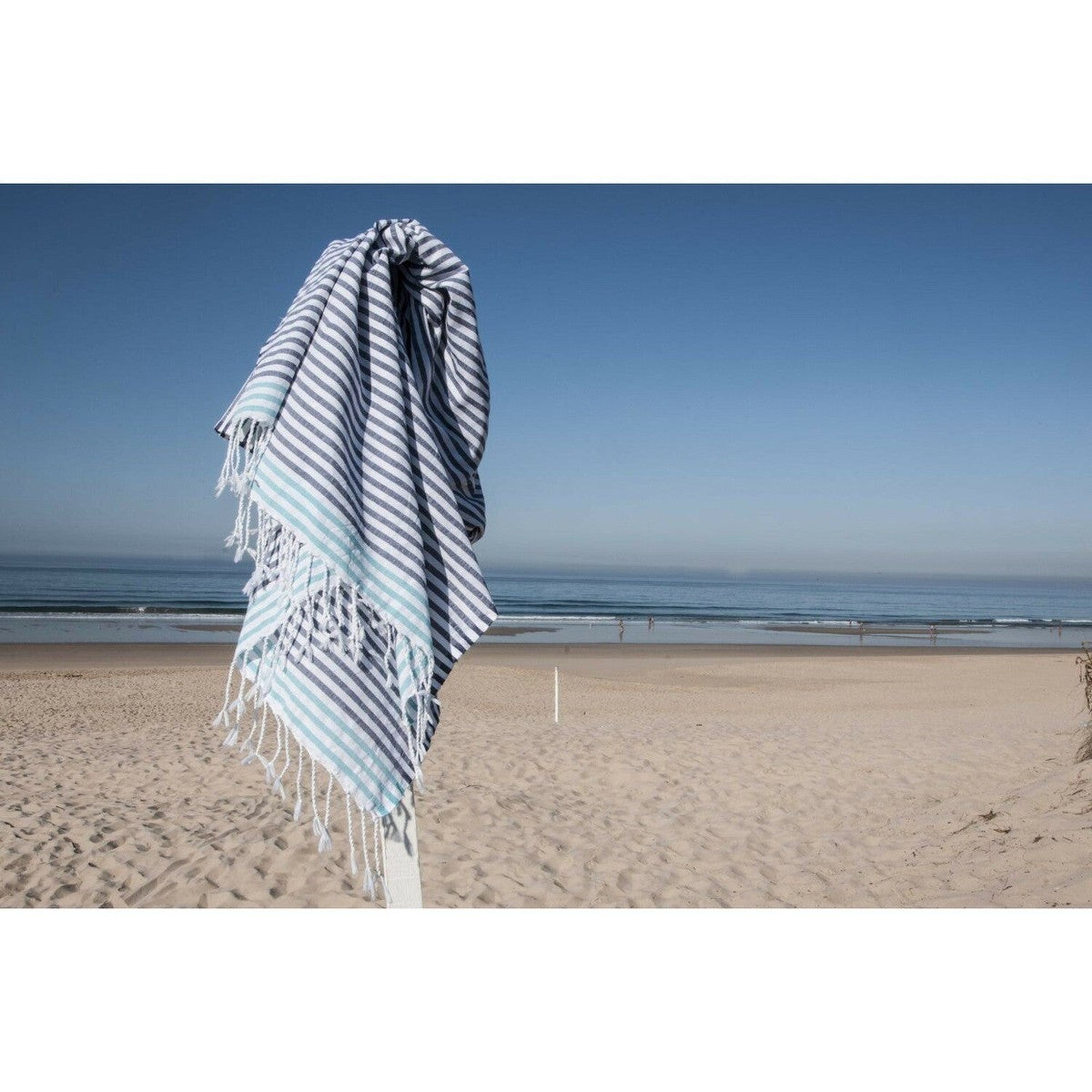 Cotton pareo fouta 100x200 BORA BORA Greek blue / turquoise green