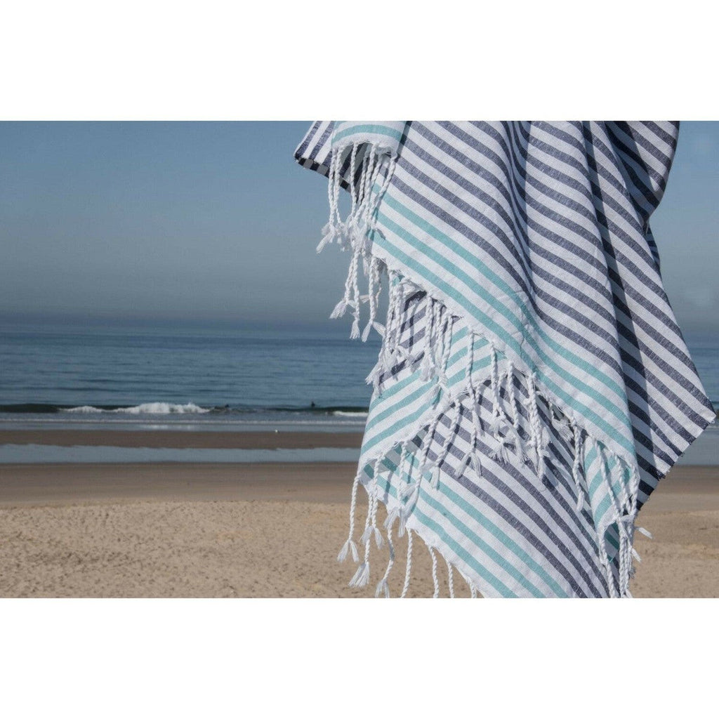 Cotton pareo fouta 100x200 BORA BORA Greek blue / turquoise green