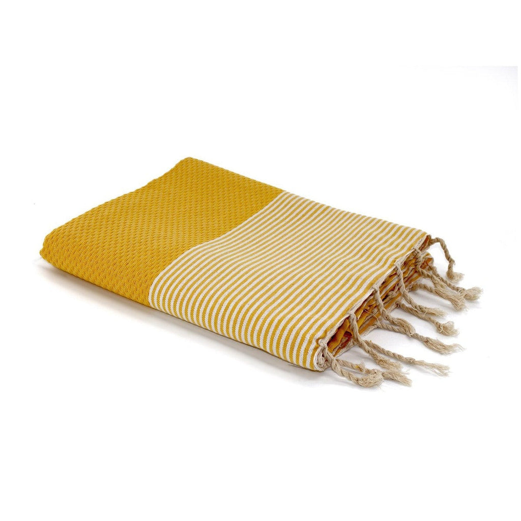 Honeycomb cotton fouta 100x200 IBIZA saffron yellow