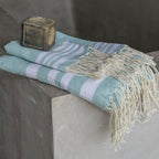 Juego de baño Hamptons - Aqua / Blanco