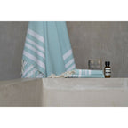 Juego de baño Hamptons - Aqua / Blanco