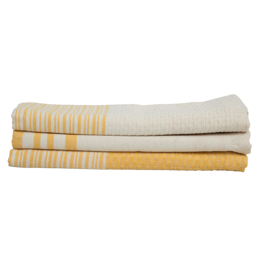 Torchon (X3) Coton 45X70 Mahdia Jaune Moutarde
