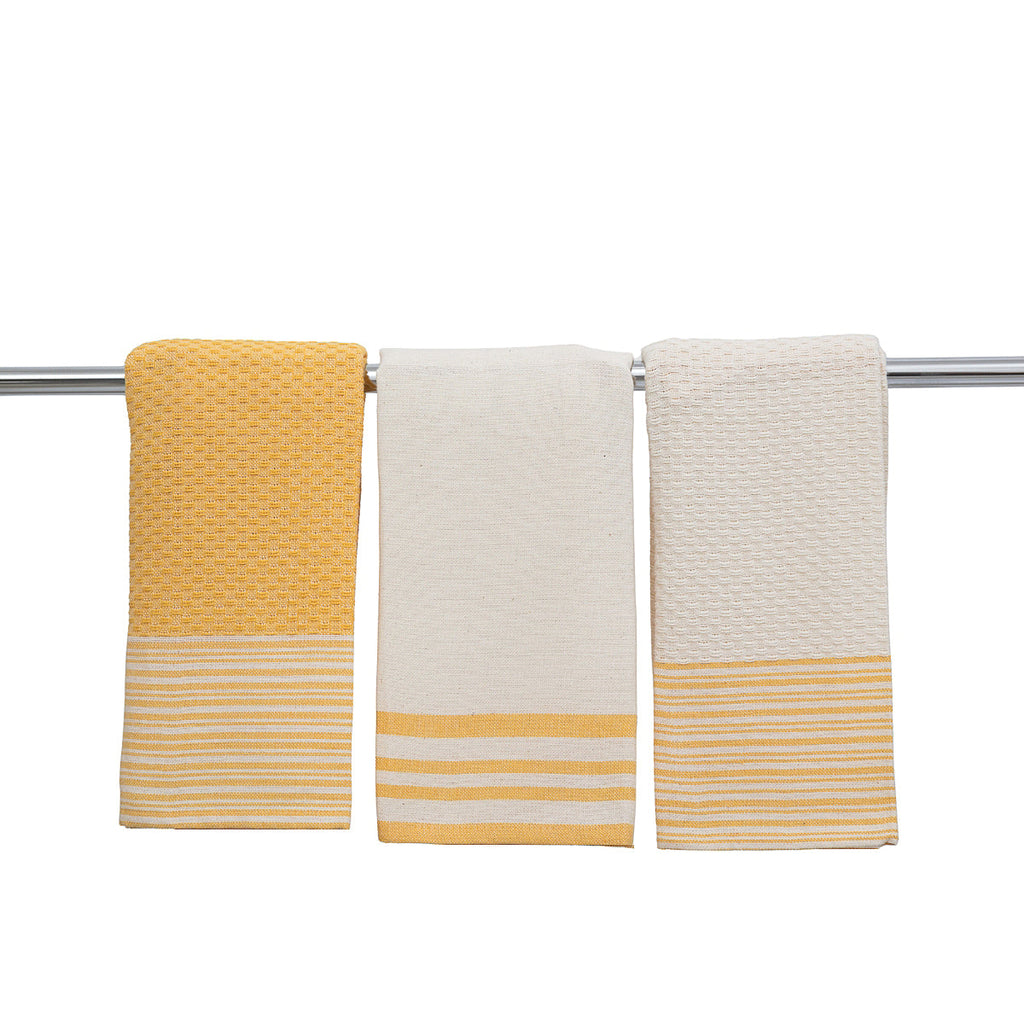 Torchon (X3) Coton 45X70 Mahdia Jaune Moutarde