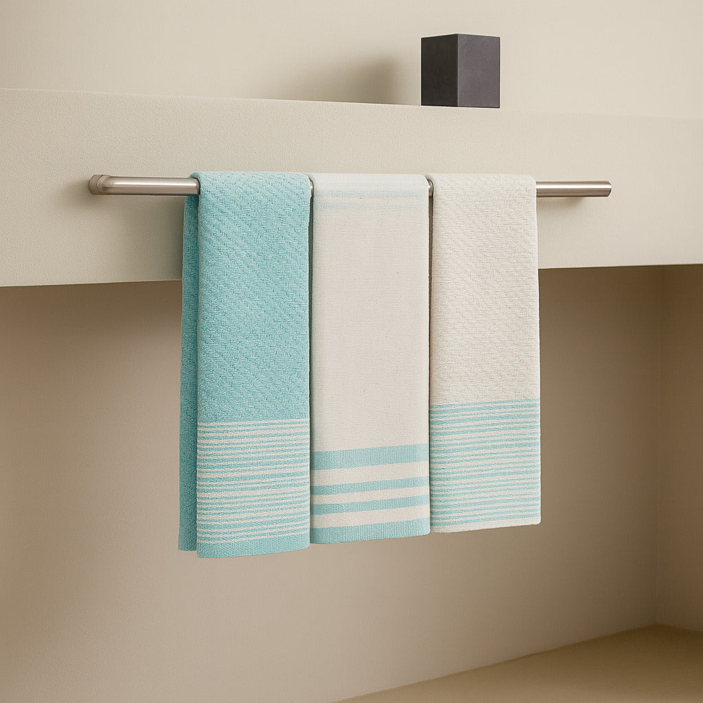 Torchon (X3) Coton 45X70 Mahdia Vert D'Eau