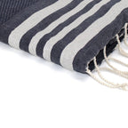 Honeycomb cotton fouta 100x200 HAMPTONS denim blue / silver