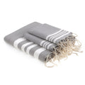 Bath towels (1+2) cotton 100x200+2(40x60) HAMPTONS pearl gray / white