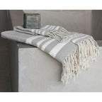 Bath towels (1+2) cotton 100x200+2(40x60) HAMPTONS pearl gray / white