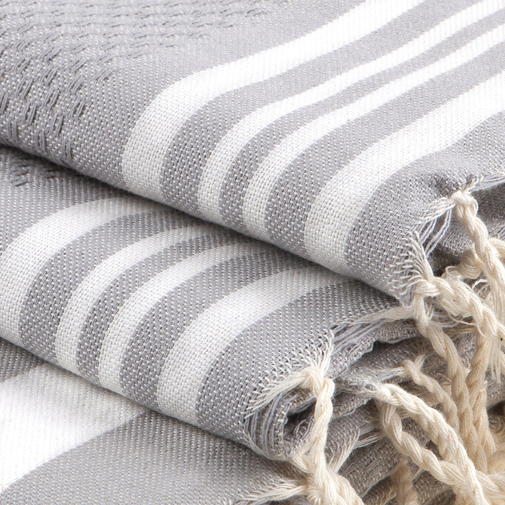 Bath towels (1+2) cotton 100x200+2(40x60) HAMPTONS pearl gray / white