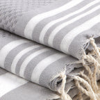 Bath towels (1+2) cotton 100x200+2(40x60) HAMPTONS pearl gray / white