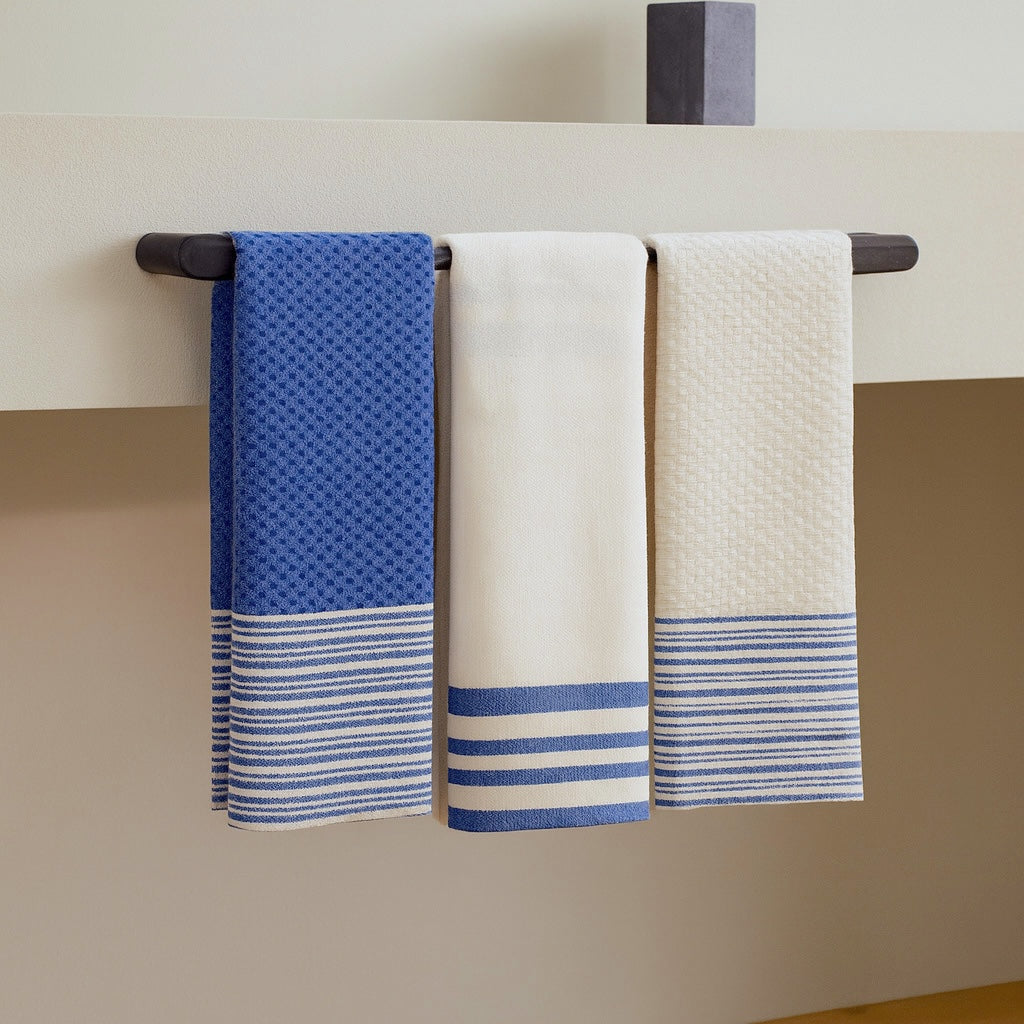 Tea towel (X3) Mahdia - Greek Blue - Cotton